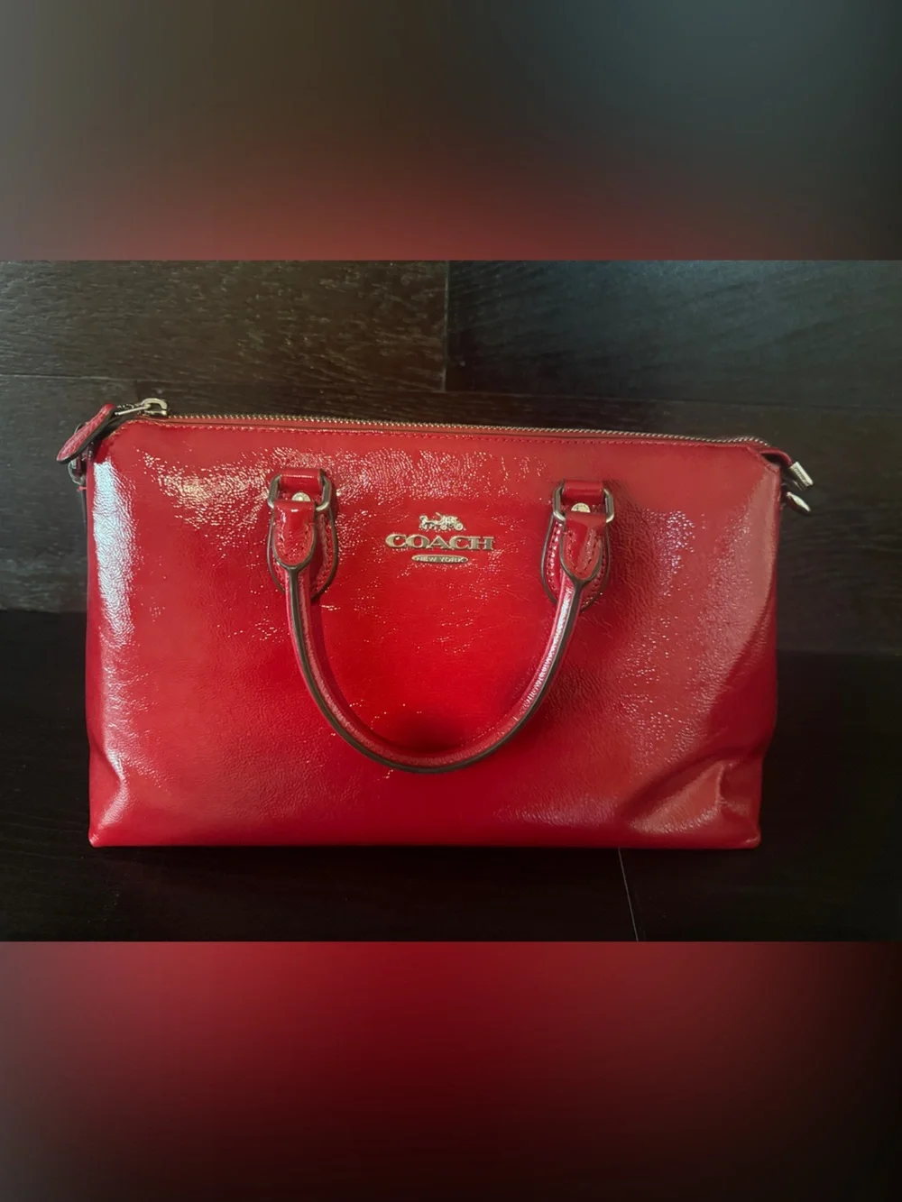 Coach Red Patent Leather Top-Handle Satchel